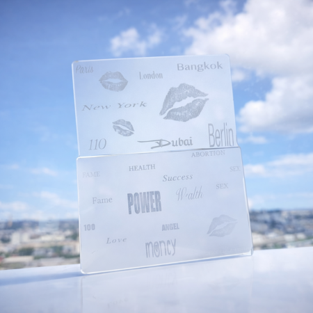 Multi acrylic crusher card with engraved skyline design