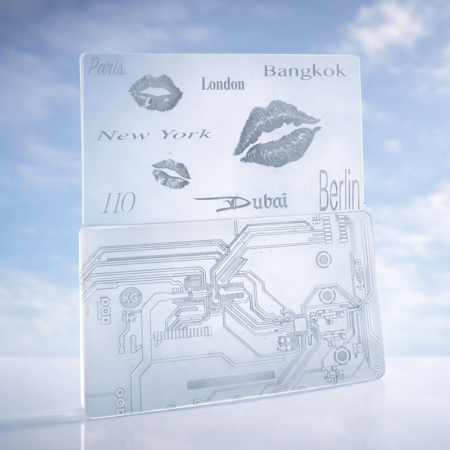 Circuit board design acrylic crusher card with engraved pattern