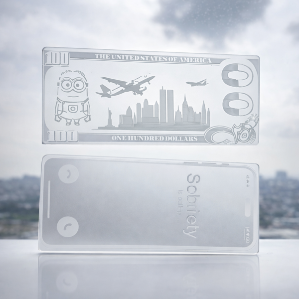 Gundled limited edition acrylic crusher card with engraved artwork