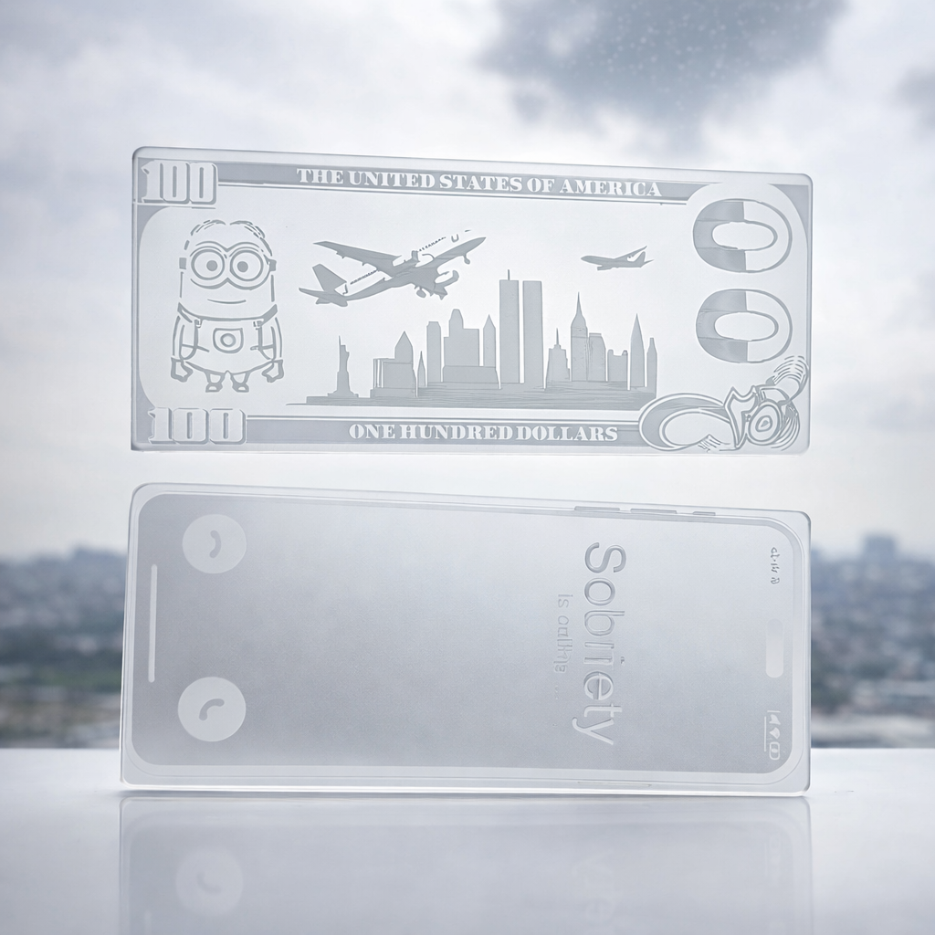 Gundled limited edition acrylic crusher card with engraved artwork